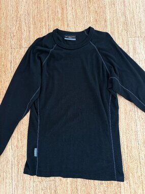 Icebreaker Skin 200 Merino Wool Baselayer Mens Size L Large Black Layer